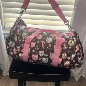 Owl Print Pottery Barn Kids personalized name “Katie” Tote Bag with Pink Accents